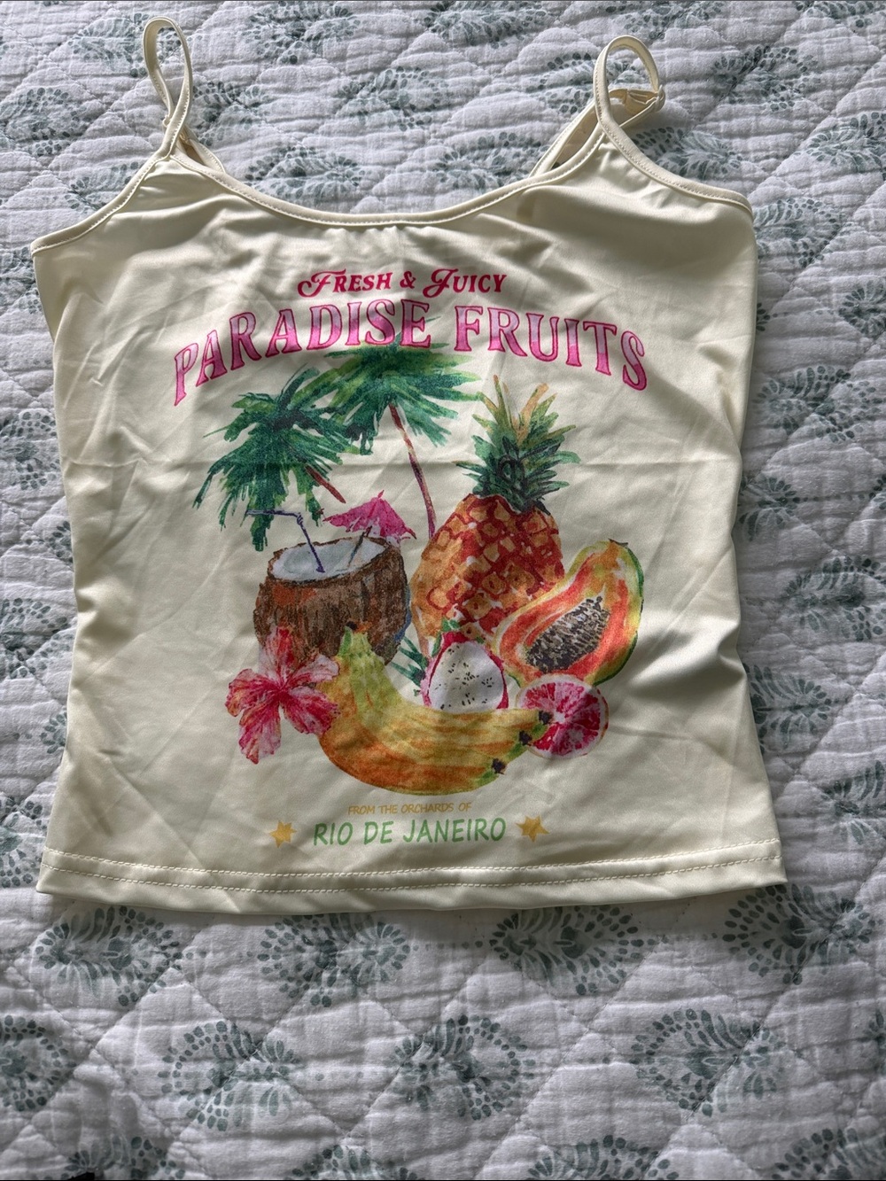 Paradise Fruits Graphic Fruit Tank Top - Cream